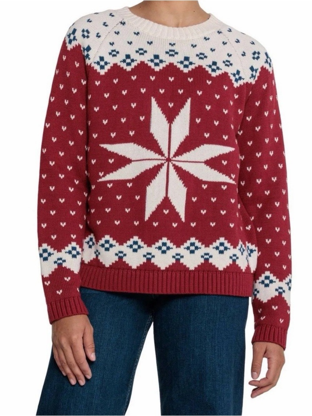 NWT Alp n Rock Greta Fair Isle Sweater in Deep Red Size S